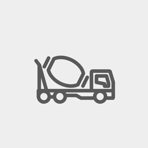 Betonmixer vrachtwagen dunne lijn pictogram — Stockvector