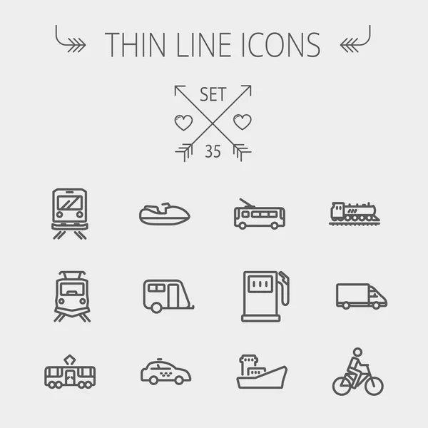 Transporte conjunto de iconos de línea delgada — Vector de stock