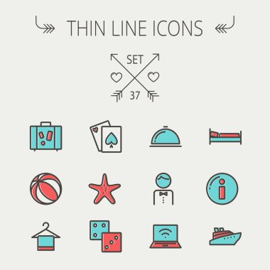 Seyahat ince çizgi Icon set