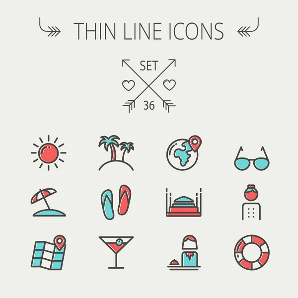 Dunne lijn pictogram reisset — Stockvector