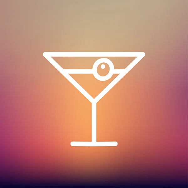 Cocktail drink med körsbär tunn linje-ikonen — Stock vektor
