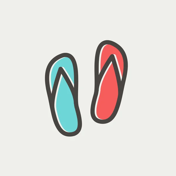 Strand slippers dunne lijn pictogram — Stockvector