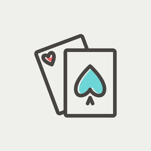 Jogando cartas ícone de linha fina — Vetor de Stock