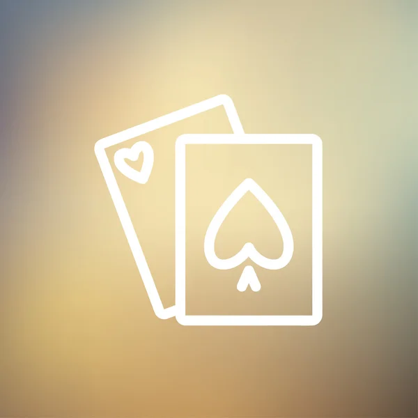 Jogando cartas ícone de linha fina — Vetor de Stock