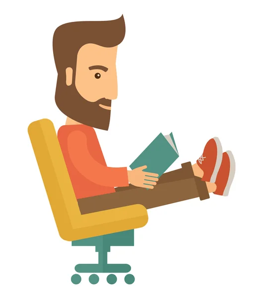 Homme assis avec un livre — Image vectorielle