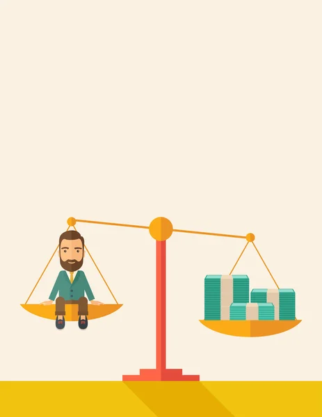 Empresario en una escala de equilibrio — Vector de stock