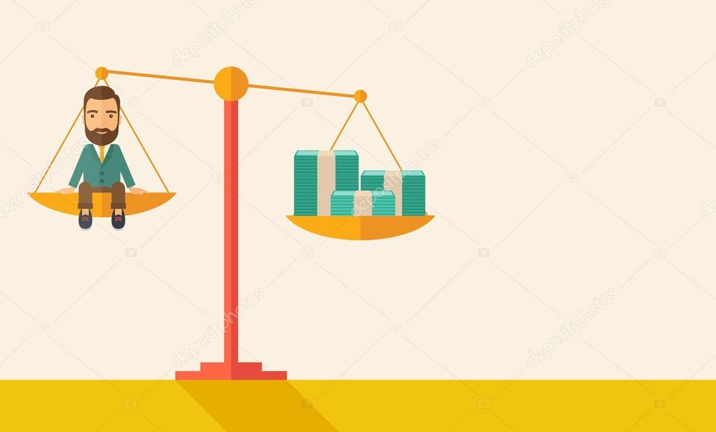 Businessman on a balance scale