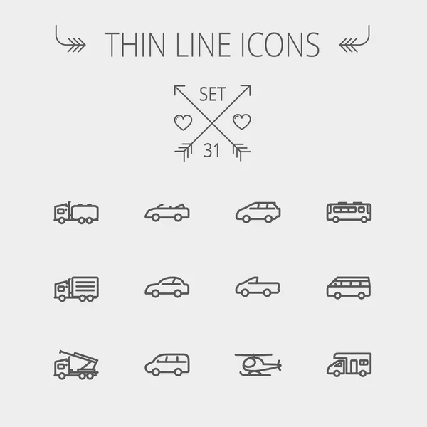 Ulaşım ince çizgi Icon set — Stok Vektör