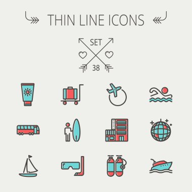 Seyahat ince çizgi Icon set