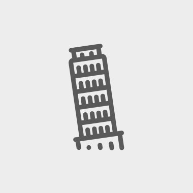 Leaning Tower Pisa ince çizgi simgesi