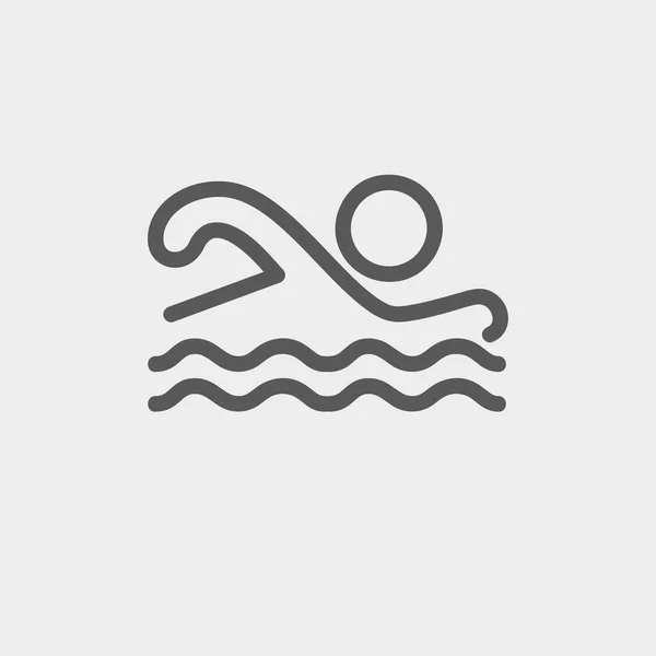 Icône de ligne mince nageur — Image vectorielle