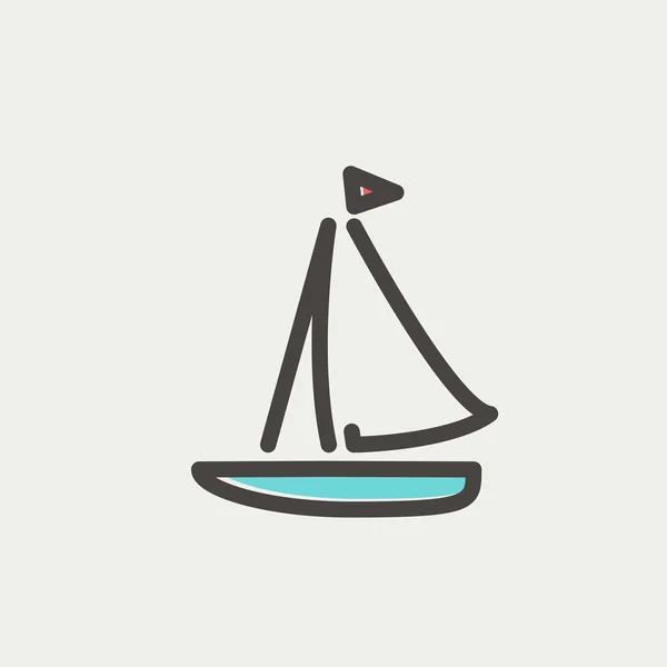 Zeilboot dunne lijn pictogram — Stockvector