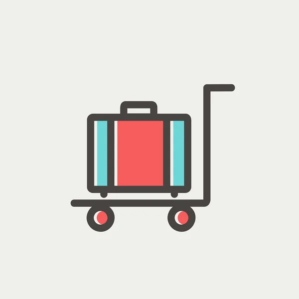 Icône de ligne mince bagages chariot — Image vectorielle