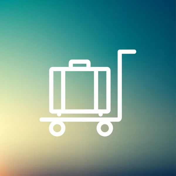 Icône de ligne mince bagages chariot — Image vectorielle