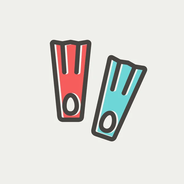 Palmes de natation fine icône de ligne — Image vectorielle