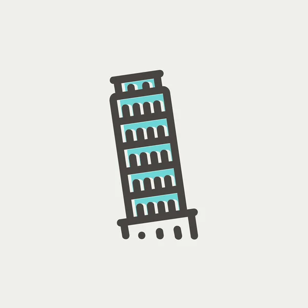 Leaning Tower Pisa ince çizgi simgesi — Stok Vektör