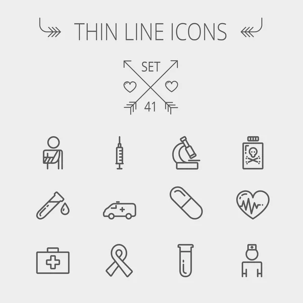 Medicine thin line icon set — Stock Vector