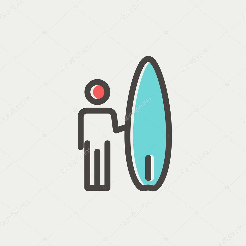 Wakeboarder thin line icon