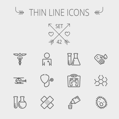 Tıp ince çizgi Icon set