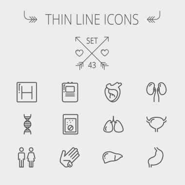 Tıp ince çizgi Icon set