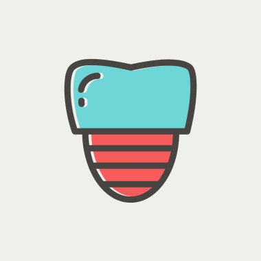 Diş implantı ince satırı simgesi