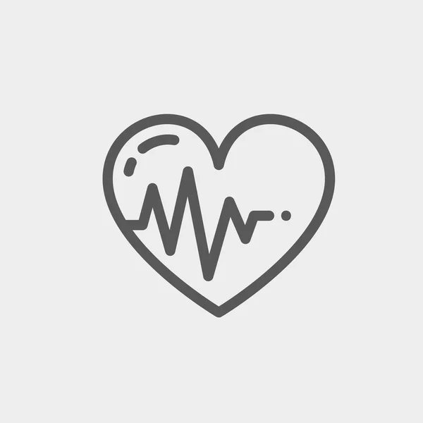 Hart met cardiogram dunne lijn pictogram — Stockvector