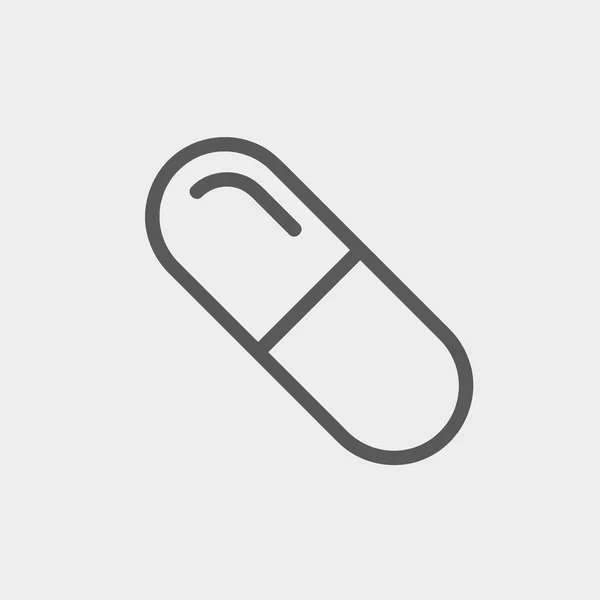 Pillola della capsula icona linea sottile — Vettoriale Stock