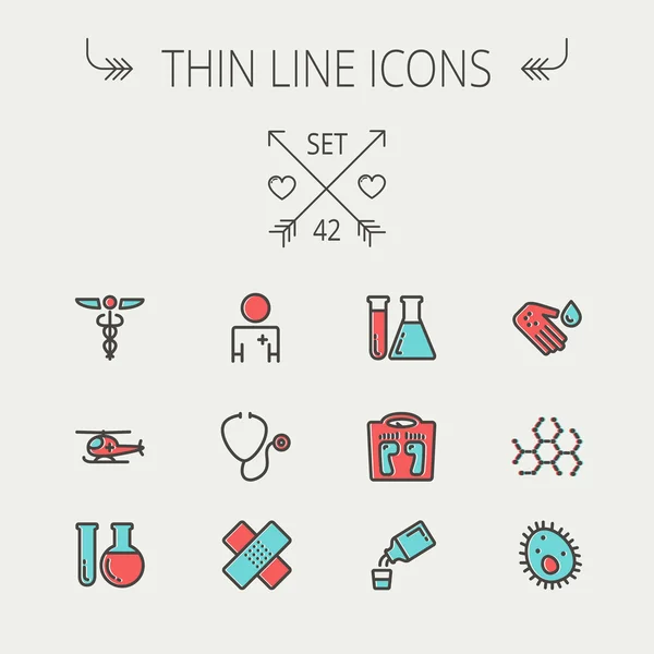 Medizin Thin Line Icon Set — Stockvektor