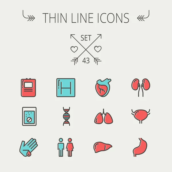 Medicine thin line icon set — Stock Vector