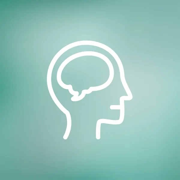 Tête humaine avec icône de ligne mince cerveau — Image vectorielle