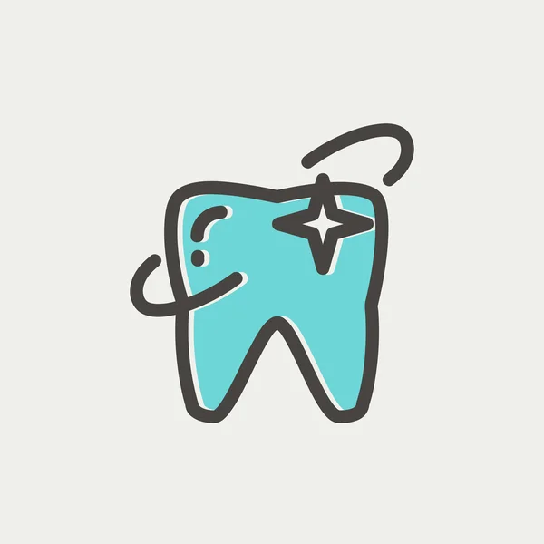 Lysande tand tunn linje-ikonen — Stock vektor