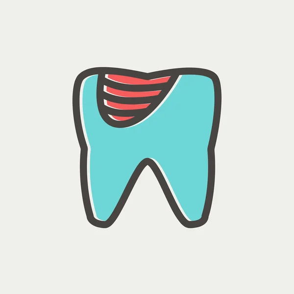 Ícone de linha fina de cárie dentária — Vetor de Stock