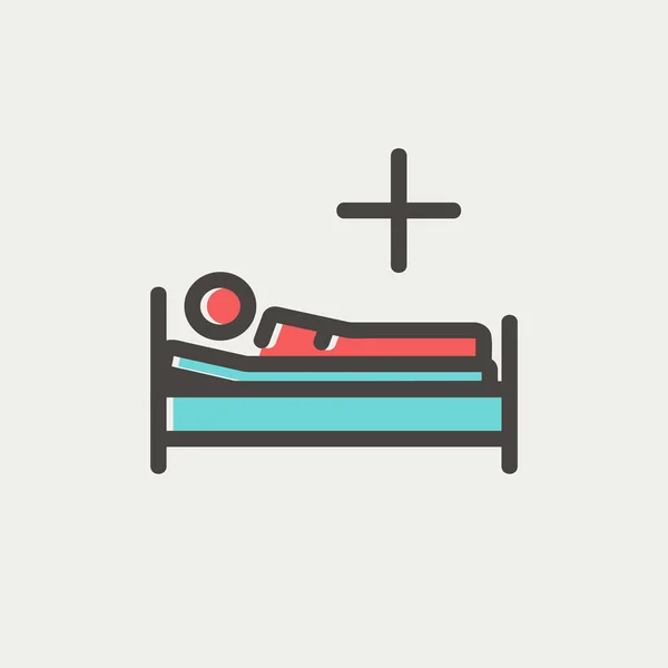 Hasta ince çizgi simgesiyle tıbbi yatak — Stok Vektör