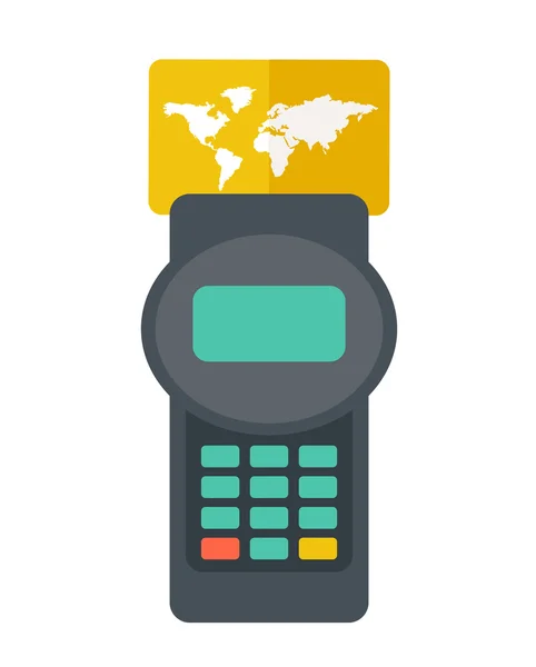 Kreditkort terminal med kort — Stock vektor
