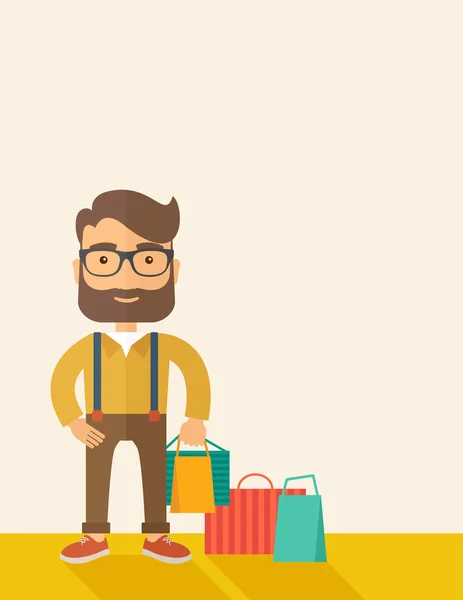 Hombre que va de compras . — Vector de stock