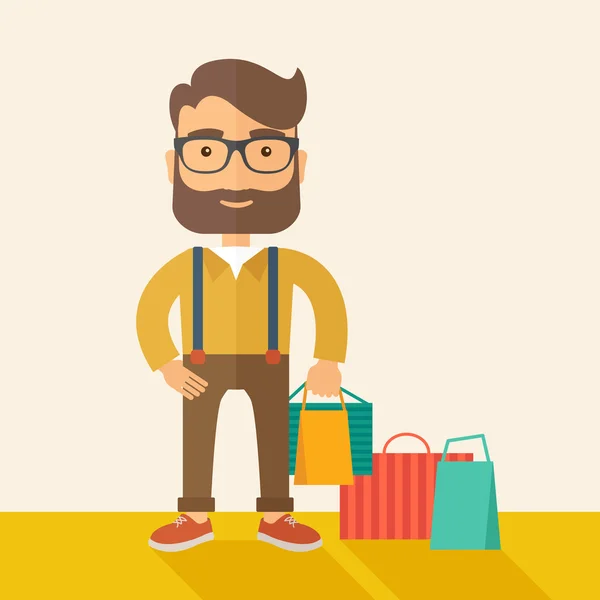 Man who go shopping. — Stock Vector