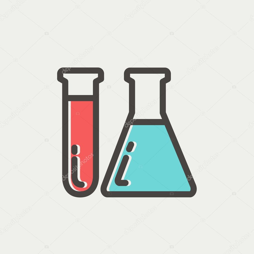 Test tube and beaker thin line icon