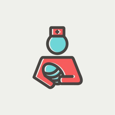 Bebek ince çizgi simgesi tutan hemşire