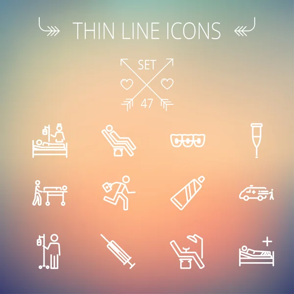 Medizin Thin Line Icon Set — Stockvektor