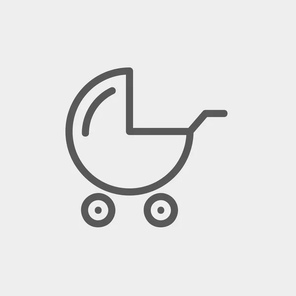 Carrinho de bebê ícone de linha fina — Vetor de Stock