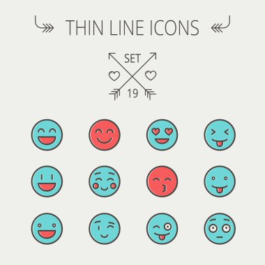 Emoji ince çizgi Icon set