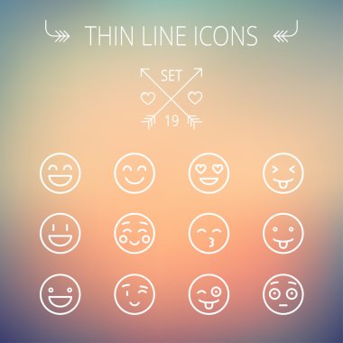 Emoji ince çizgi Icon set