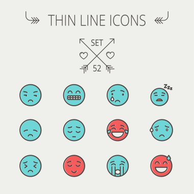 Emoji ince çizgi Icon set