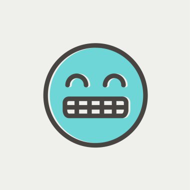 Büyük diş gülümseme ince çizgi simgesi