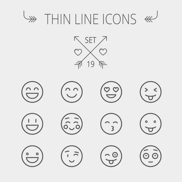 Emoji conjunto de ícones de linha fina —  Vetores de Stock