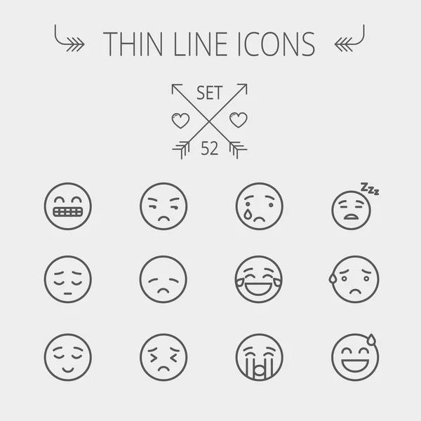 Set di icone a linea sottile Emoji — Vettoriale Stock