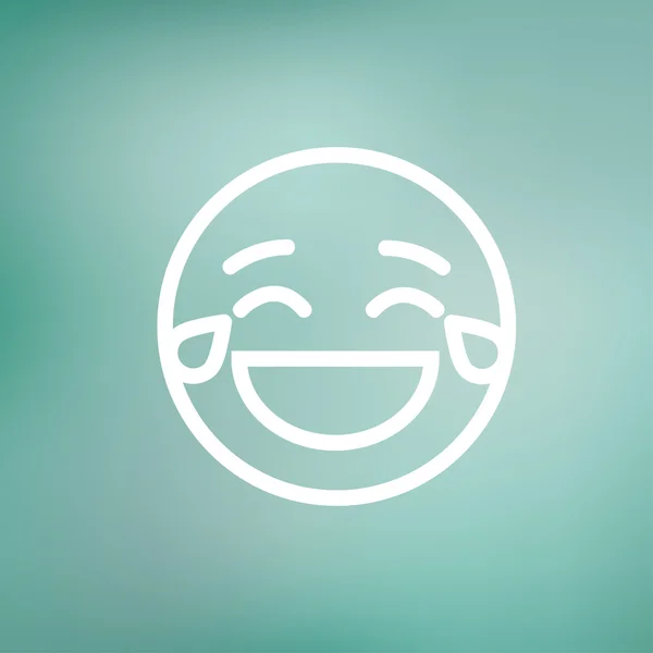 Emoticono sonriente con lágrimas de alegría icono de línea delgada — Vector de stock