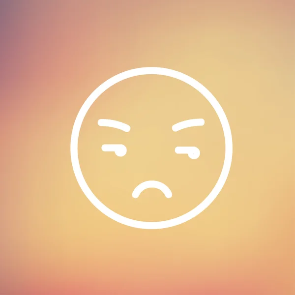 Icono de línea delgada cara infeliz — Vector de stock