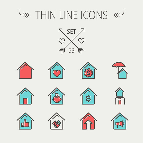 Тонкая линия значка недвижимости
