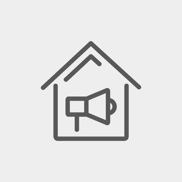 House fire alarm thin line icon — Stock Vector